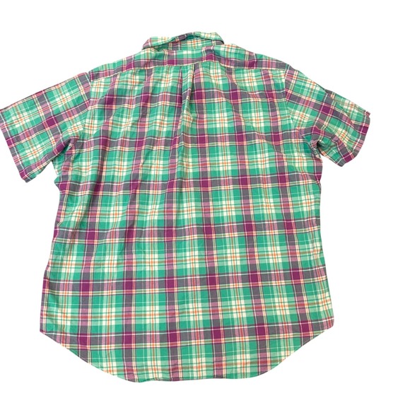 Ralph Lauren Mens XXL Classic Fit Short Sleeve Plaid Button Down Shirt Green - Picture 2 of 4